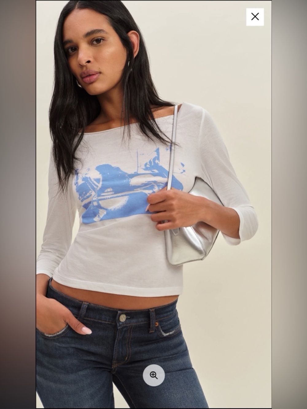 Reformation Lizzie Tee, Size M, Working Girl Pattern *small stain on arm*
